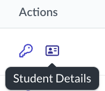 Actions menu showing label for 'Student Details' icon