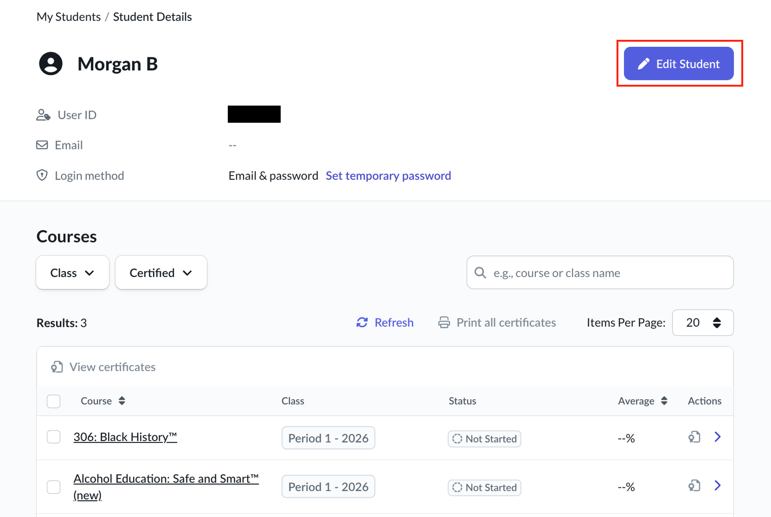 Edit Student Information (New Teacher Experience)