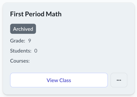 Course card for ‘First Period Math’ marked as archived