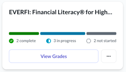 course card within a class with 'View Grades' button shown